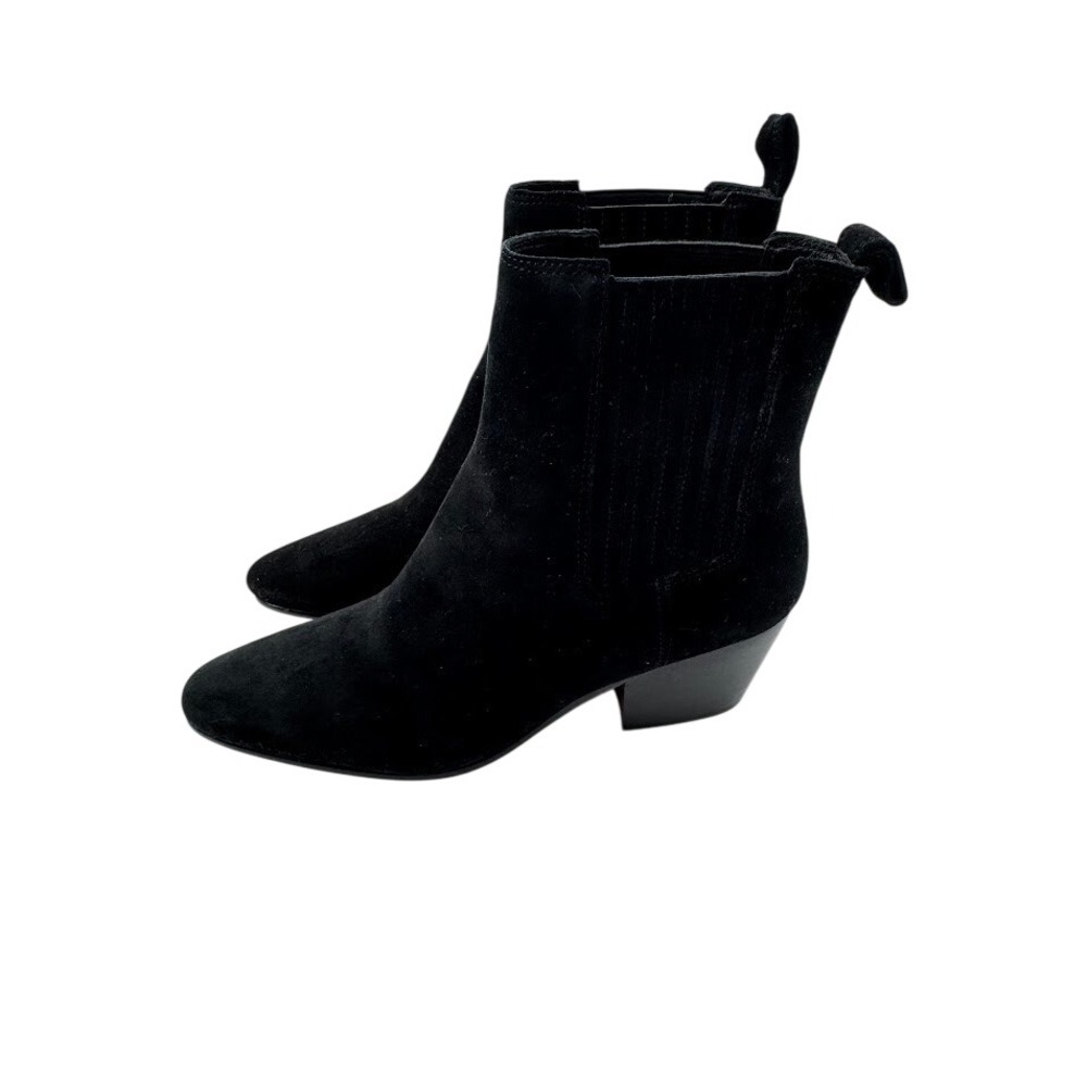 J.Crew Piper Black Suede Pointed Toe Chelsea Ankle Booties Pull On Boots 6.5 - Picture 5 of 11